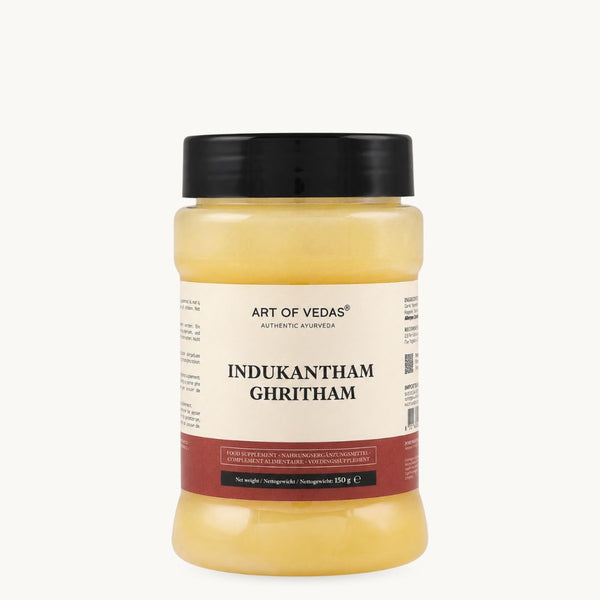 Art of Vedas Indukantham Ghritham, ghee ayurvedico classico: zenzero, pepe lungo, sale di roccia. Vasetto da 150 g
